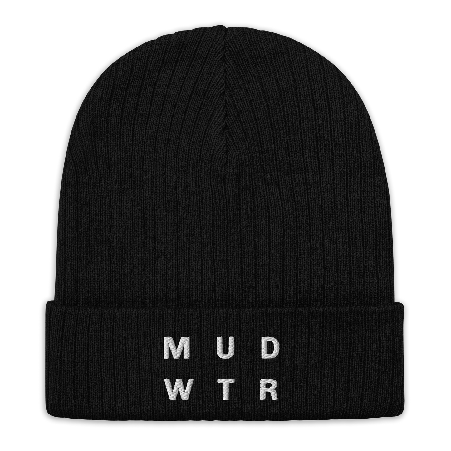 mud-wtr-beanie-k5 ribbed-knit-beanie-black-front-6478f6ebce026.png